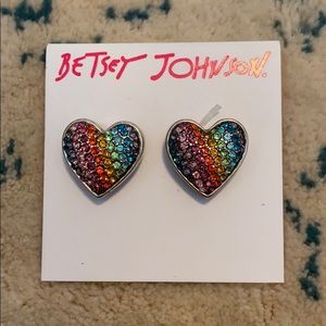 Betsey Johnson Rainbow Heart Earrings